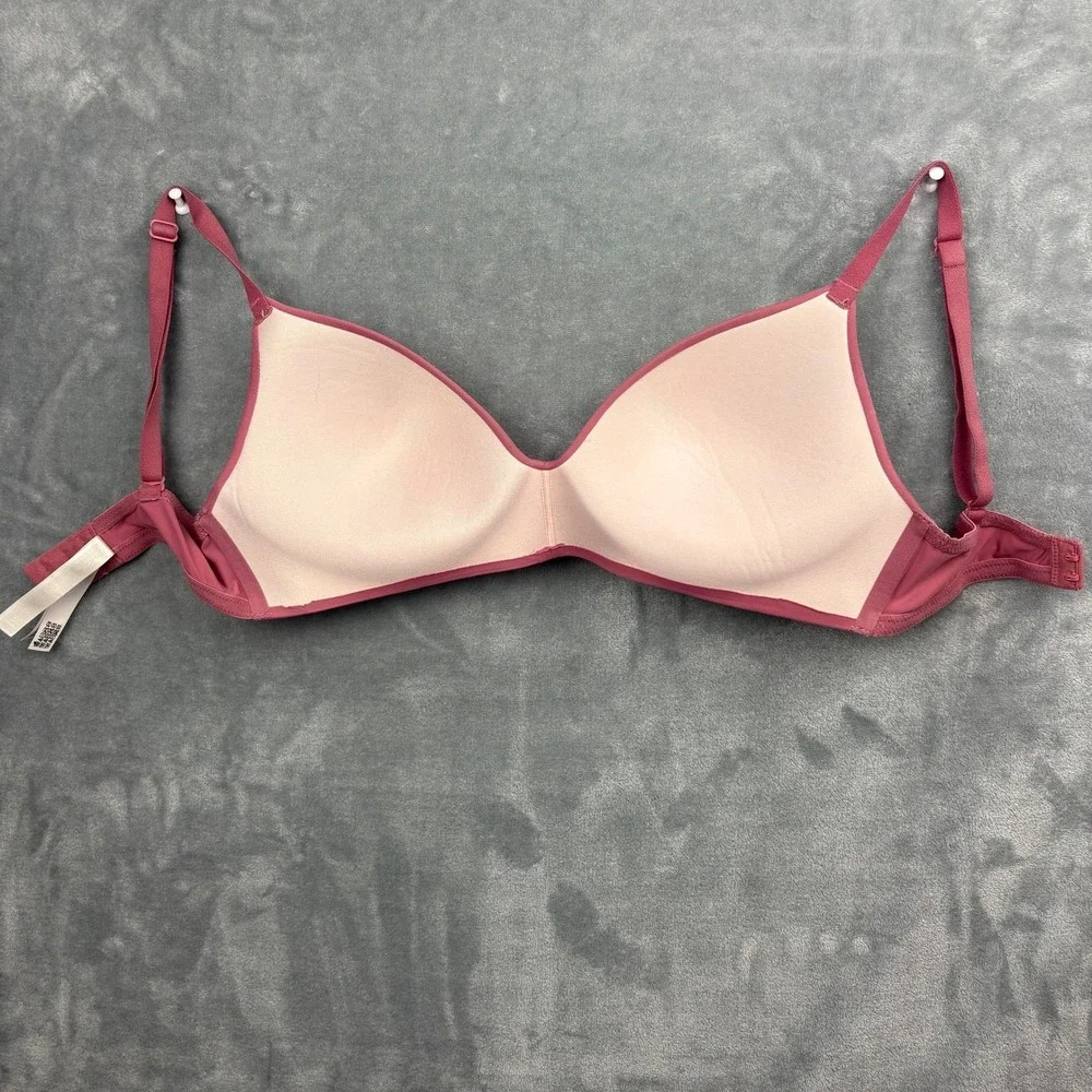 PINK Victoria's Secret Wear Everywhere Wireless Push Up Bra 34D Rose Pink Lounge - Picture 6 of 8